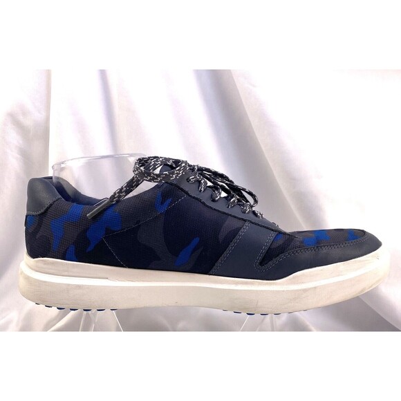 Cole Haan Grand Series Golf Shoes Men\'s 10M Blue Leather Camo Spikeless Sneakers